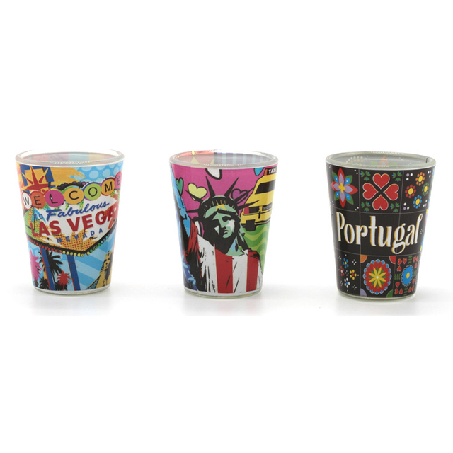 Factory Full Color Decal Printing Country Travel Custom Logo Rooster Portugal Souvenir Shot Glass