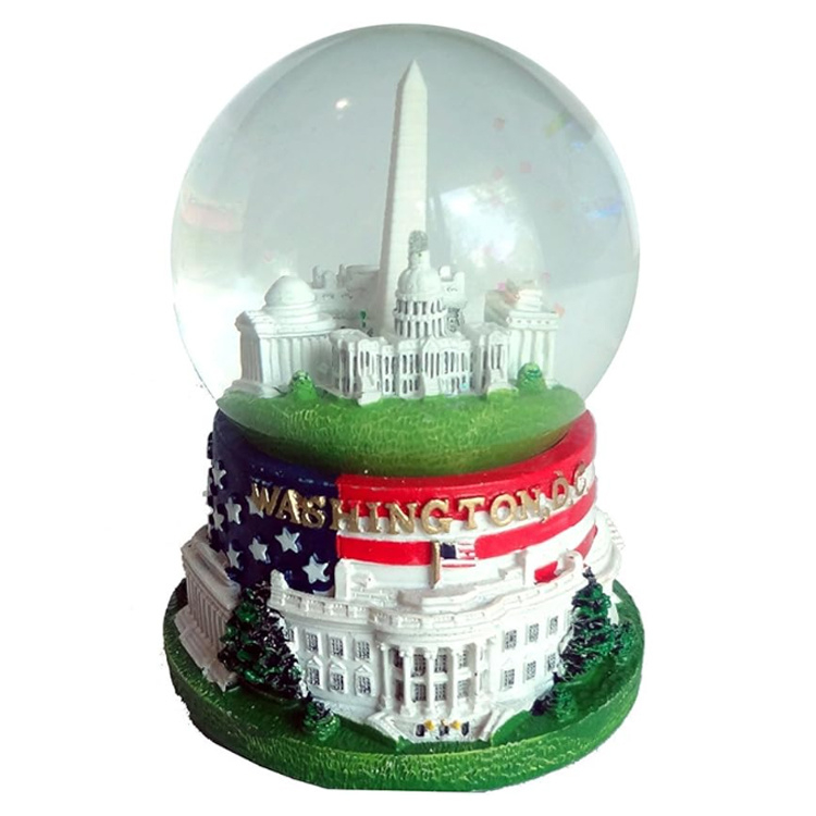 Customized Polyresin Water Globe Country City Famous 3D Building Us Capitol Washington DC Souvenirs Snow Globe