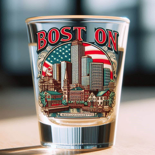 Factory Customized Logo Massachusetts Skyline Building Design Boston Souvenir Shot Glass