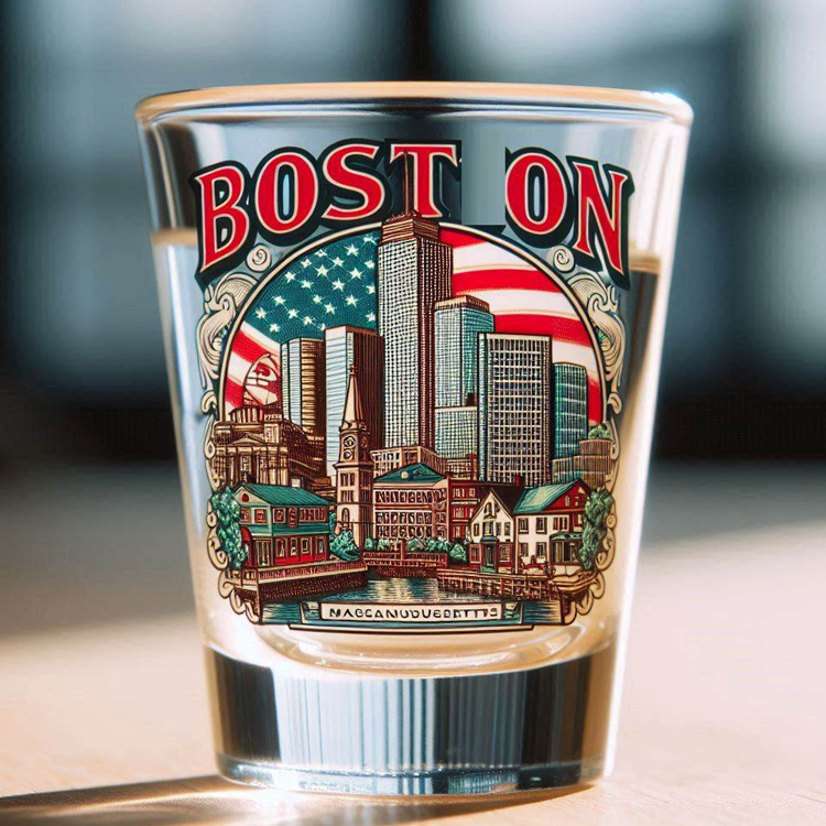 Factory Customized Logo Massachusetts Skyline Building Design Boston Souvenir Shot Glass