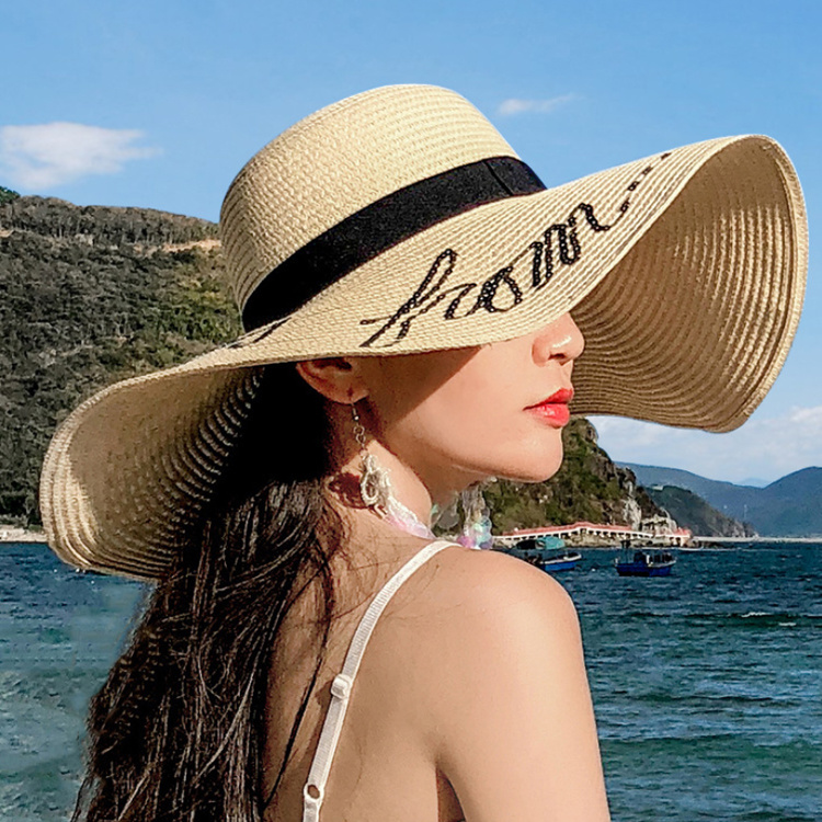 Wholesale Outdoor Sun Foldable Lady Beach Summer Women Straw Hats with Custom Logo