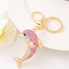 Wholesale Metal Ocean Series Beach Souvenir Keychain Dolphin Rhinestone Key Chain