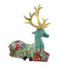 Nordic Style Colorful Decal Design Christmas Deer Gift Resin Sitting Deer Sculpture for Desktop Decor