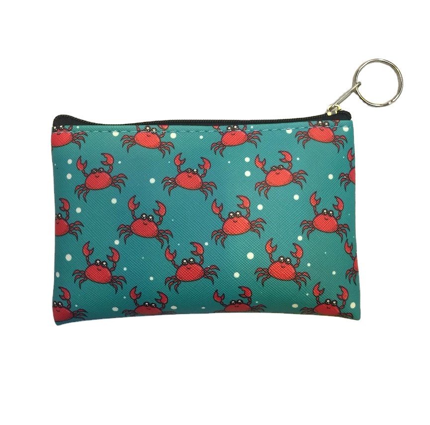 Custom Girl PU Leather Nautical Crab Coin Wallet Purse with Zipper