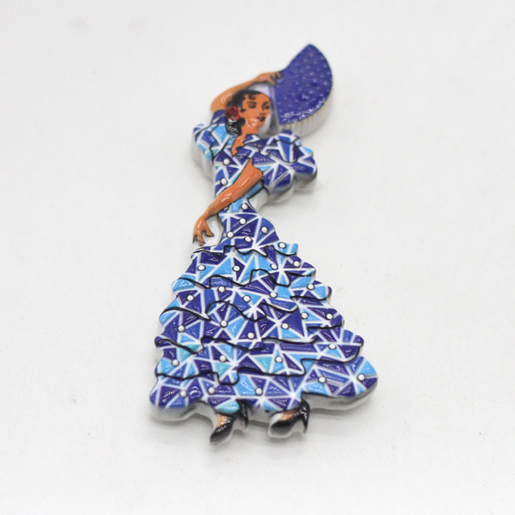 Wholesale Travel Souvenir Resin Magnet Flamenco Spain Souvenir Dancer Girl Fridge Magnet