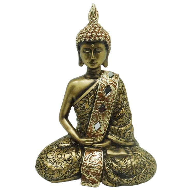 Home Decor Religious Craft Sitting Buddha Resin Gold Color Statues Buddha Statue