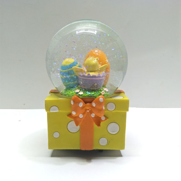 Custom Resin Animal Rabbit Snow Globe Easter Snow Globe for Easter Holiday Gifts