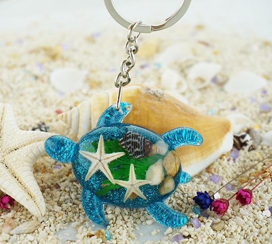 Ocean Series Beach Souvenir Keychain Resin Seahorse Keychain