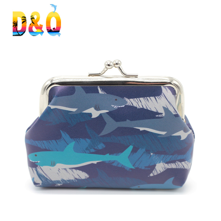 New Shark Pattern Small Coin Purse Creative Short Wallet Printing Mini Coin Bag