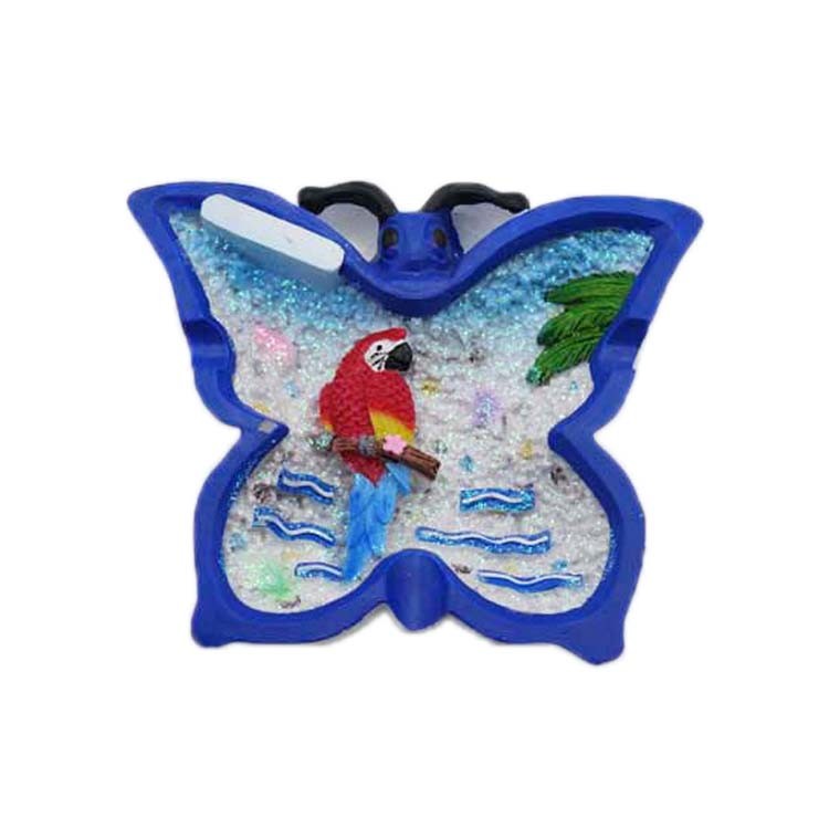 Custom Beach Souvenir Gift Sand Portable Cigar Pocket Ashtray Resin Butterfly Ashtray