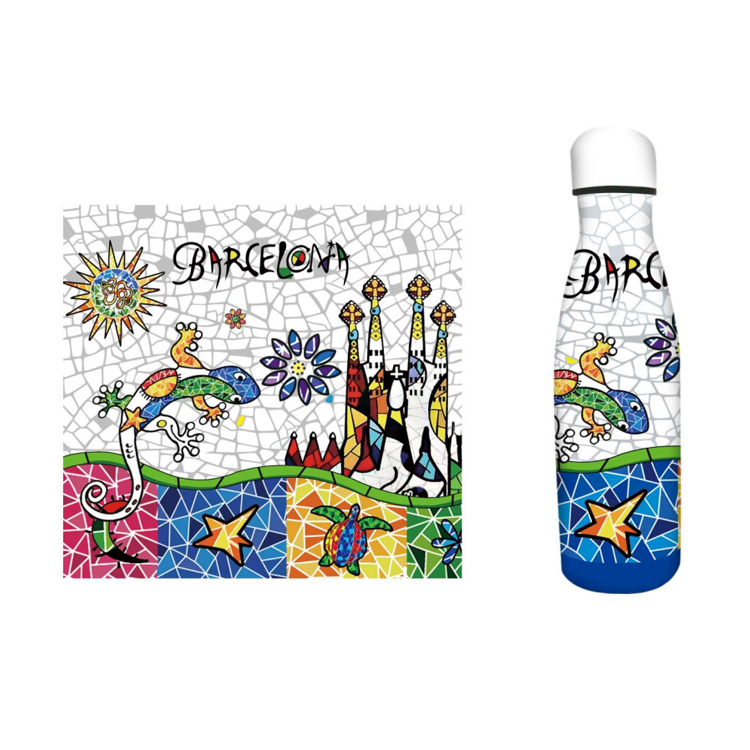 Custom Logo Mosaic Design 500 ML Stainless Steel Water Bottle Barcelona Cup Spain Souvenir Barcelona Mug