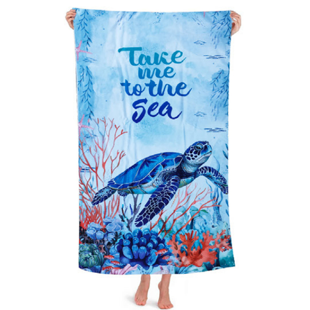 Custom logo Print extra Large Microfiber Tropical Turtles Beach Towel