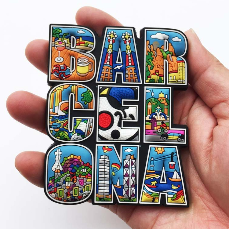 Custom Design Rubber Soft PVC Lizard Barcelona Spain Souvenir Fridge Magnet