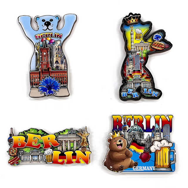 Factory Custom Design Epoxy LandMark Germany City Souvenir Wood Magnet Berlin Souvenir Fridge Magnet