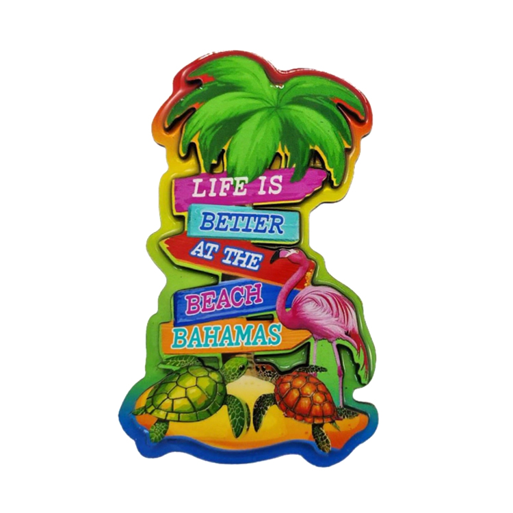 Factory Customized Logo Travel Gift Epoxy Wooden Palm Tree Beach Turtle Cayman Islands Souvenir Fridge Magnet