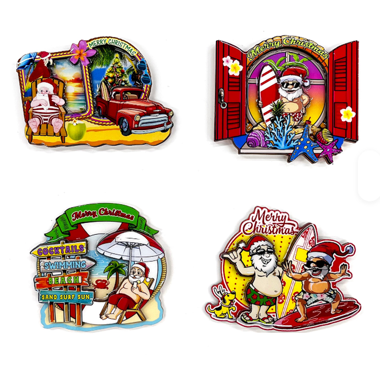 Customized Logo Souvenir Gift Christmas Refrigerator Magnets Sticker Wooden Mdf Christmas Fridge Magnets