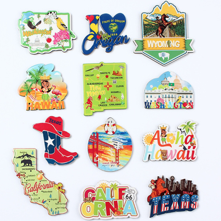 Factory Customized Design MDF Wooden Las Vegas Fridge Magnet Dice Casino Souvenirs Fridge Magnet