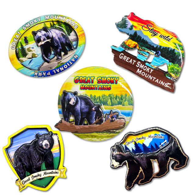 Customized MDF Wood Black Bear Fridge Magnet Rocky Mountain National Park Souvenir Fridge Magnet
