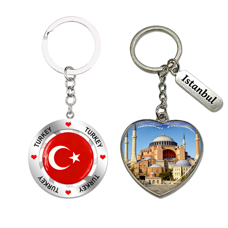 Custom logo Alloy Metal Travel Gift Keyring Turkish Istanbul Turkey Souvenir Keychains