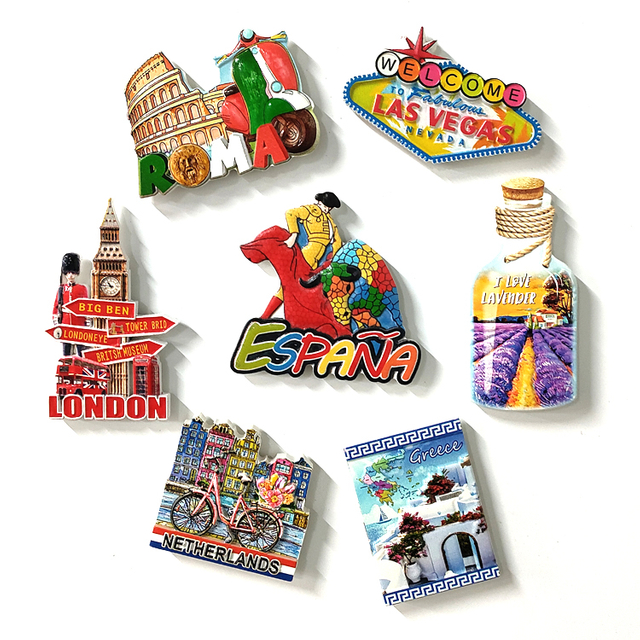 Custom Logo Resin 3D Country City Tourist Souvenir Fridge Magnet