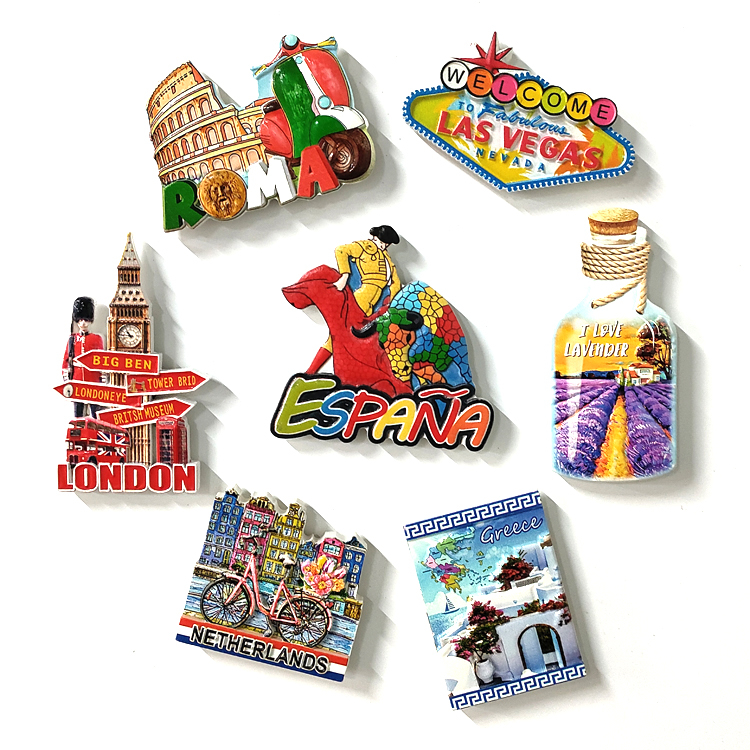 Custom Logo Resin 3D Country City Tourist Souvenir Fridge Magnet