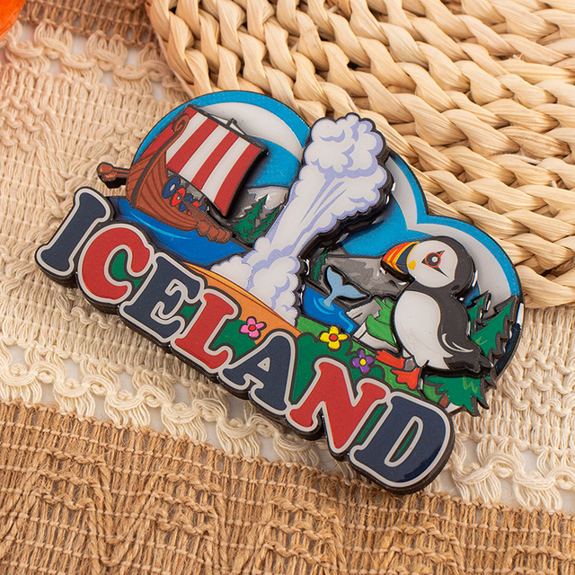 Factory Custom Logo MDF Wood Puffin Reykjavik Iceland Souvenir Fridge Magnet