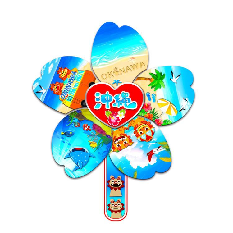 Japan MDF Wood Magnet Windmill Okinawa Souvenir Fridge Magnet