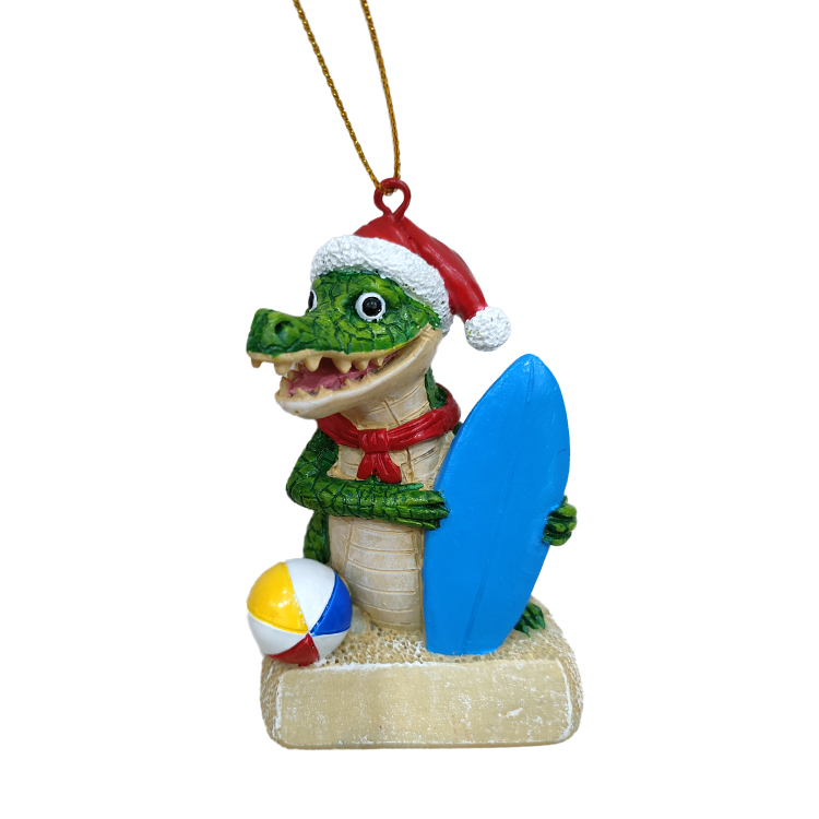 Custom Logo Gator Statue Decor Florida Beach Souvenir Resin Christmas Hanging Gator Ornament