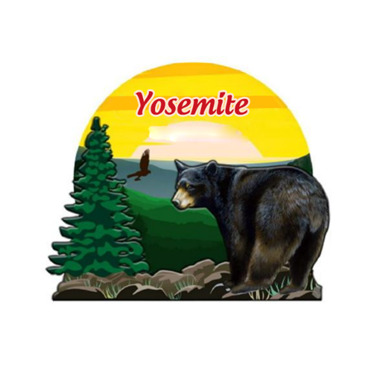 Custom Logo Black Bear Design MDF Wood Fridge Magnet Pennsylvania Mountain Vacation Pocono Souvenirs Fridge Magnet