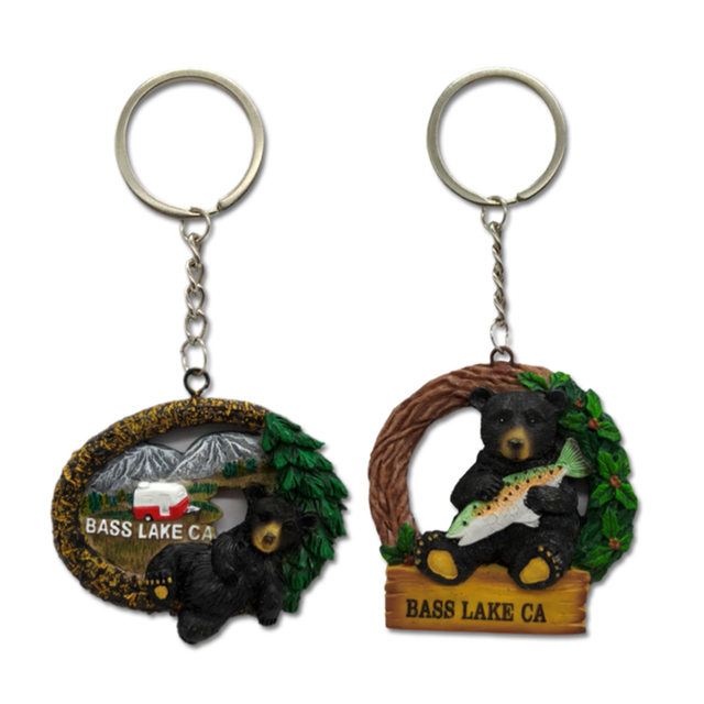Custom Logo Hand Painted Resin Black Bear Keychain Souvenir Yosemite National Park Keychain