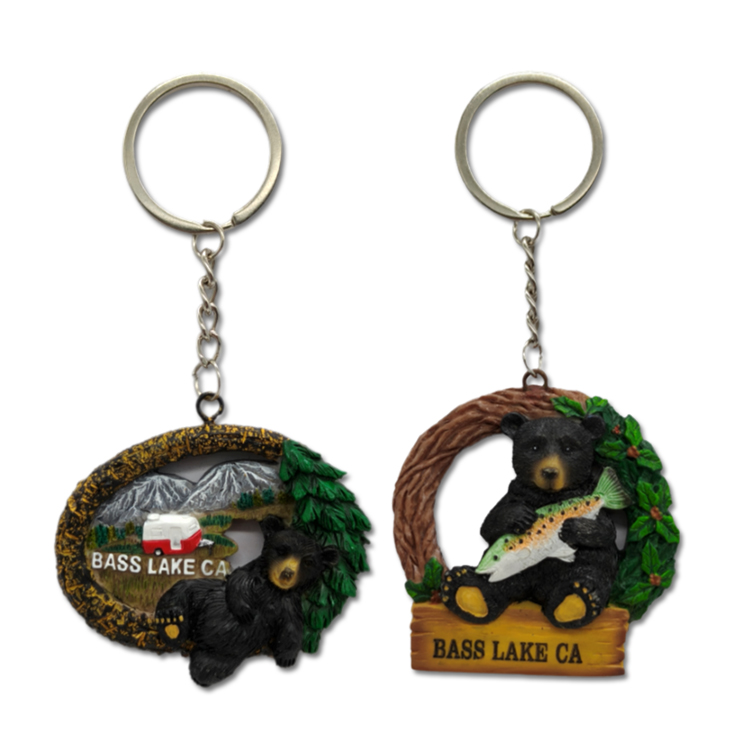Custom Logo Hand Painted Resin Black Bear Keychain Souvenir Yosemite National Park Keychain