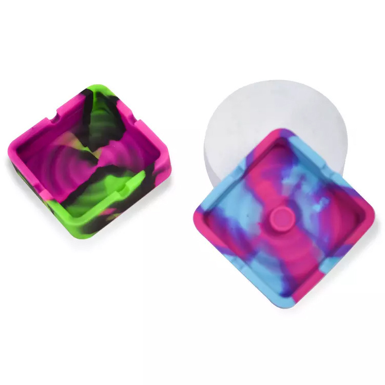 Wholesale Mixed Color Portable Unbreakable Soft Custom Logo Silicone Ashtray