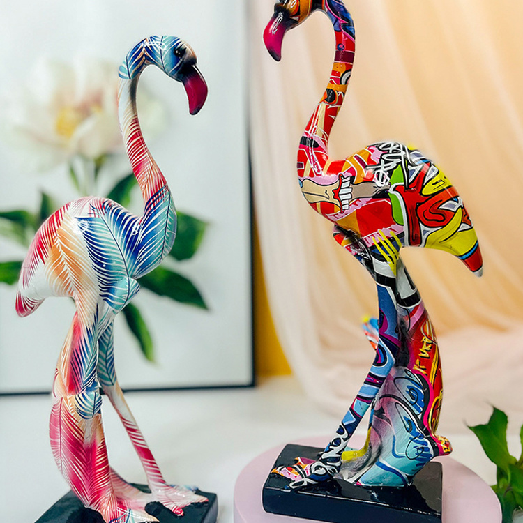 New Design Colorful Indoor Modern Home Decor Resin Flamingo Statue