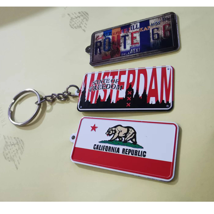 Customized Logo Metal Car Number Plate Keychain License Plate Keychain