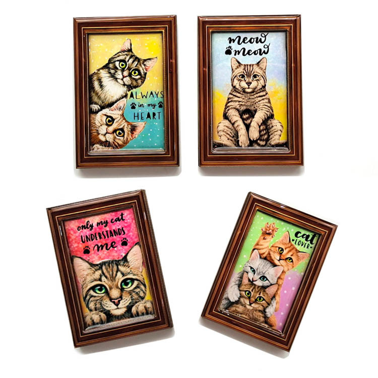 Customized Promotional Wood Cute Animal Dog Fridge Magnet Cat