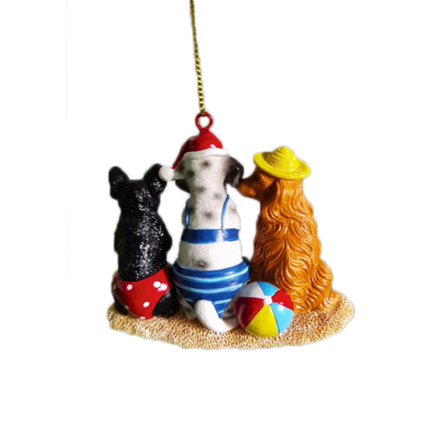 Wholesale Resin Christmas Tree Decorative Hanging Animal Dog Christmas Ornament