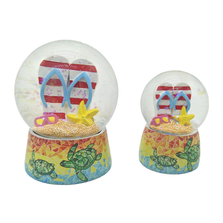 Custom Logo Beach Souvenir Mini Turtle Dolphin Snow Globe Ball Resin Craft