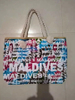 China Factory Beach Souvenir Casual Canvas Tote Bag Maldives Bahamas Beach Bag Custom Logo