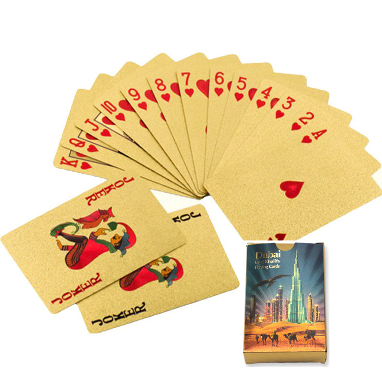 Wholesale Waterproof Gold Dubai Tourist Souvenir Playing Cards Custom Logo