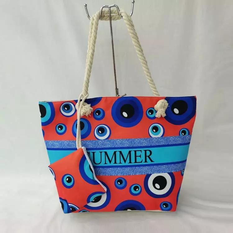 Wholesale Women Canvas Beach Bag Evil Eye Tote Bag