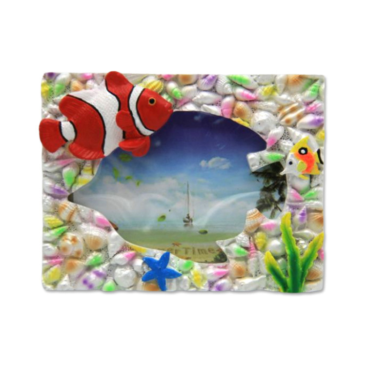 Wholesale Tropical Beach Souvenir Polyresin Picture Frame Fish Turtle Resin Photo Frame