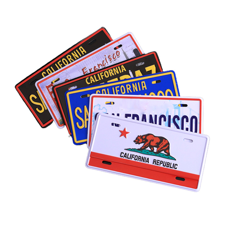 Custom Metal License Plate Magnet Tourist Souvenir Aluminum Plate Fridge Magnet