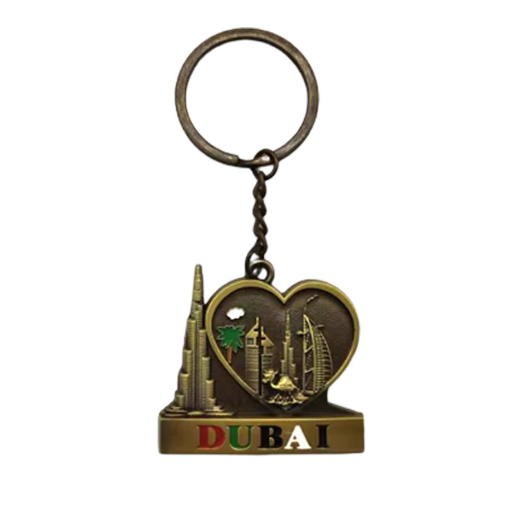 Custom Shape Travel Gift Zinc Alloy Dubai Souvenirs Keychain