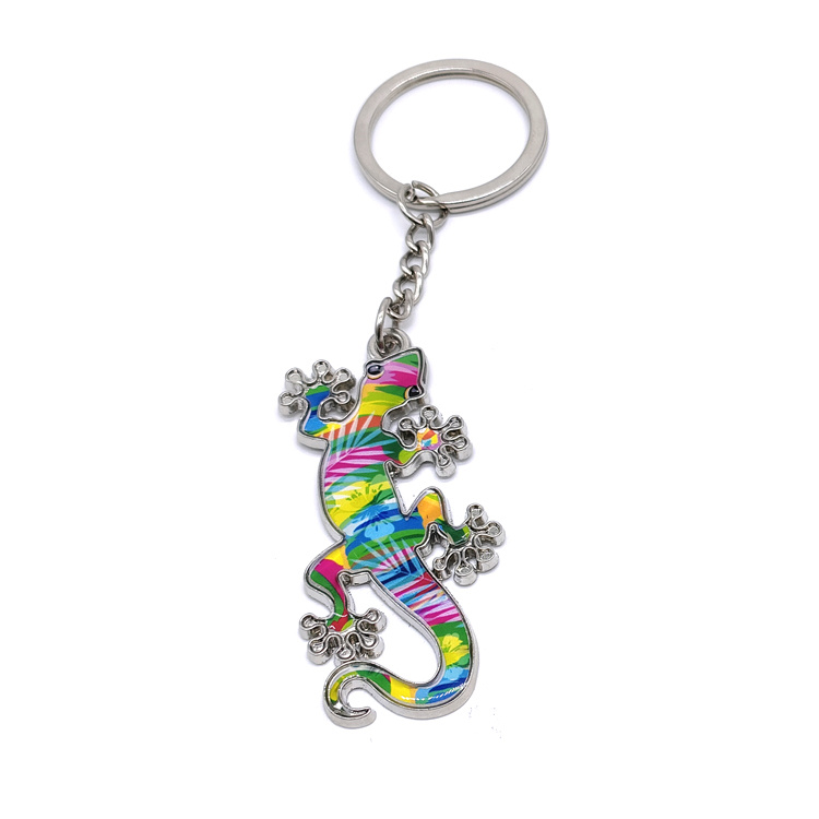 Custom Lizard Shape Metal Alloy Mexico Souvenir Cancun Keychain