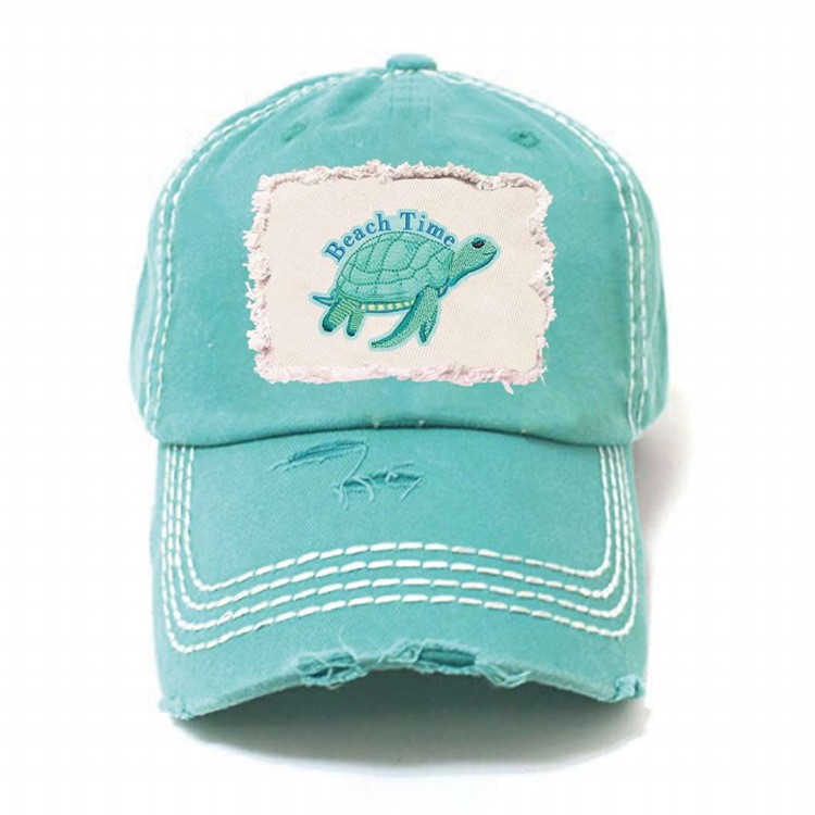 Custom Logo Beach Florida Floral Washed Adjustable Souvenir Hat Cap