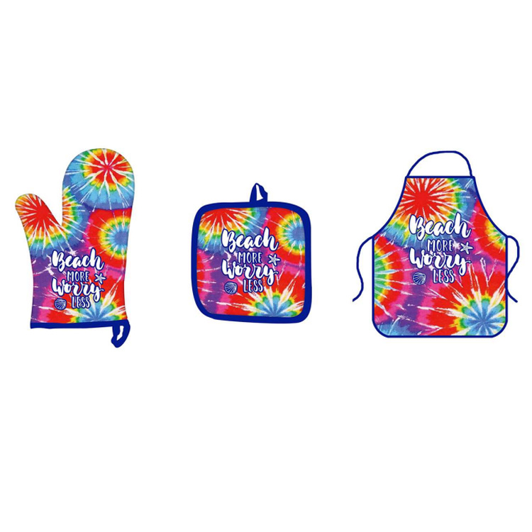 Custom Souvenir Oven Mitt and Pot Holder Cotton Kitchen Set