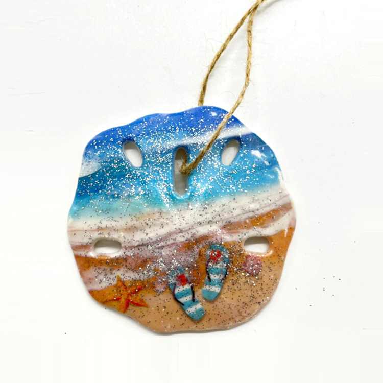 Custom Resin Printing Sand Dollar Pendant Sea Shell Sand Dollar Beach Christmas Ornaments