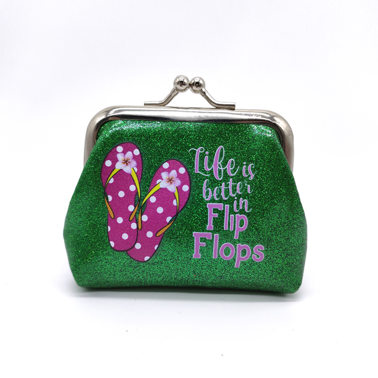 Beach Logo Printing Tourist Souvenir Gift Glitter PVC Coin Purse Custom