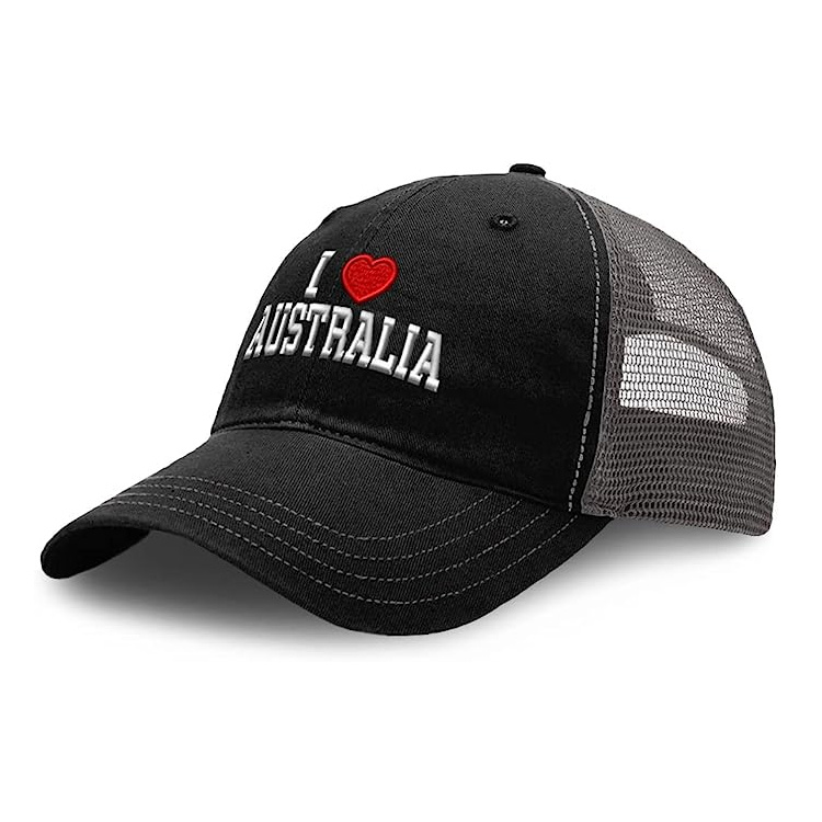 Custom Logo Embroidered Black Souvenir Cap Australia Trucker Hats