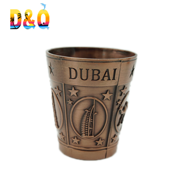 Custom Logo 3D Engraving Tourist Souvenir Metal Shot Glass